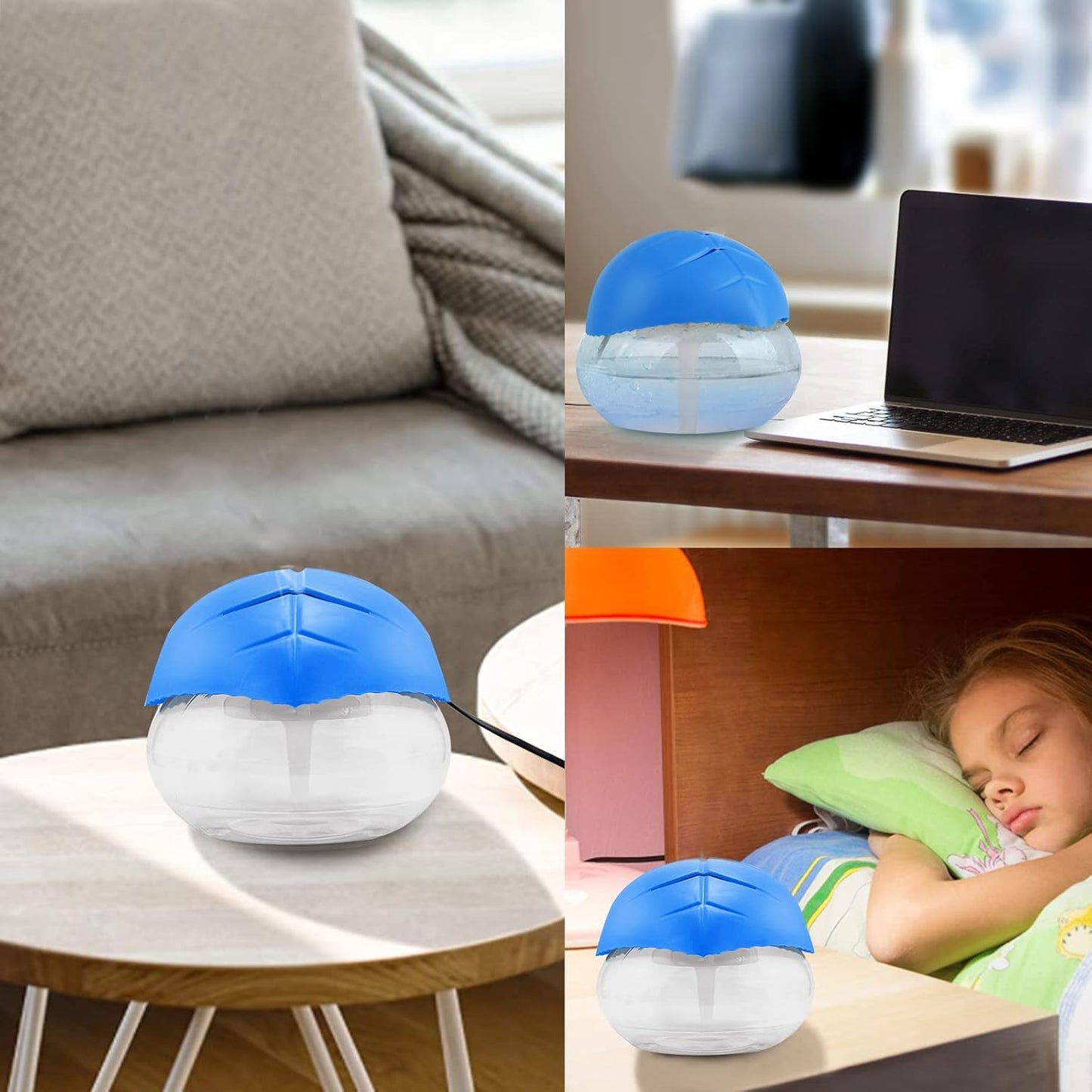 2 Pack Air Purifier with LED Lights for Bedroom, Humidifier Room Appliances, Water Filter Air Purifier for Home, Aroma Diffuser with LED Lights - Blue