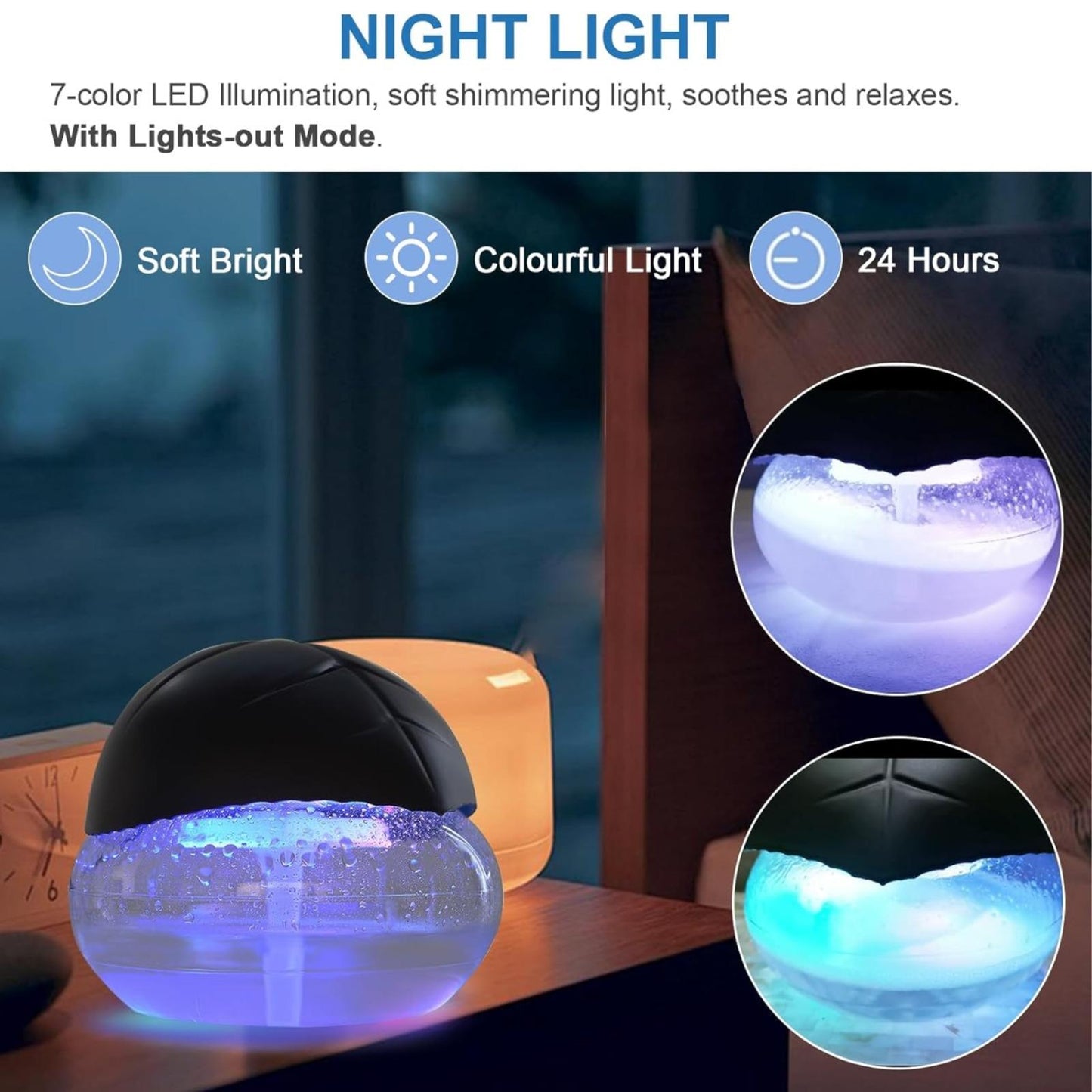 2 Pack Air Purifier with LED Lights for Bedroom, Humidifier Room Appliances, Water Filter Air Purifier for Home, Aroma Diffuser with LED Lights - Blue